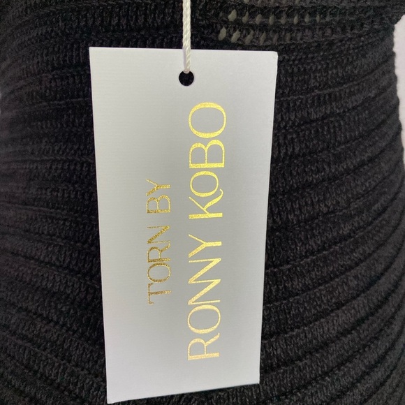 Torn by Ronny Kobo Madi Dress NWT Open-Back Curve Hugging Knit Maxi Dress Black - Picture 5 of 11